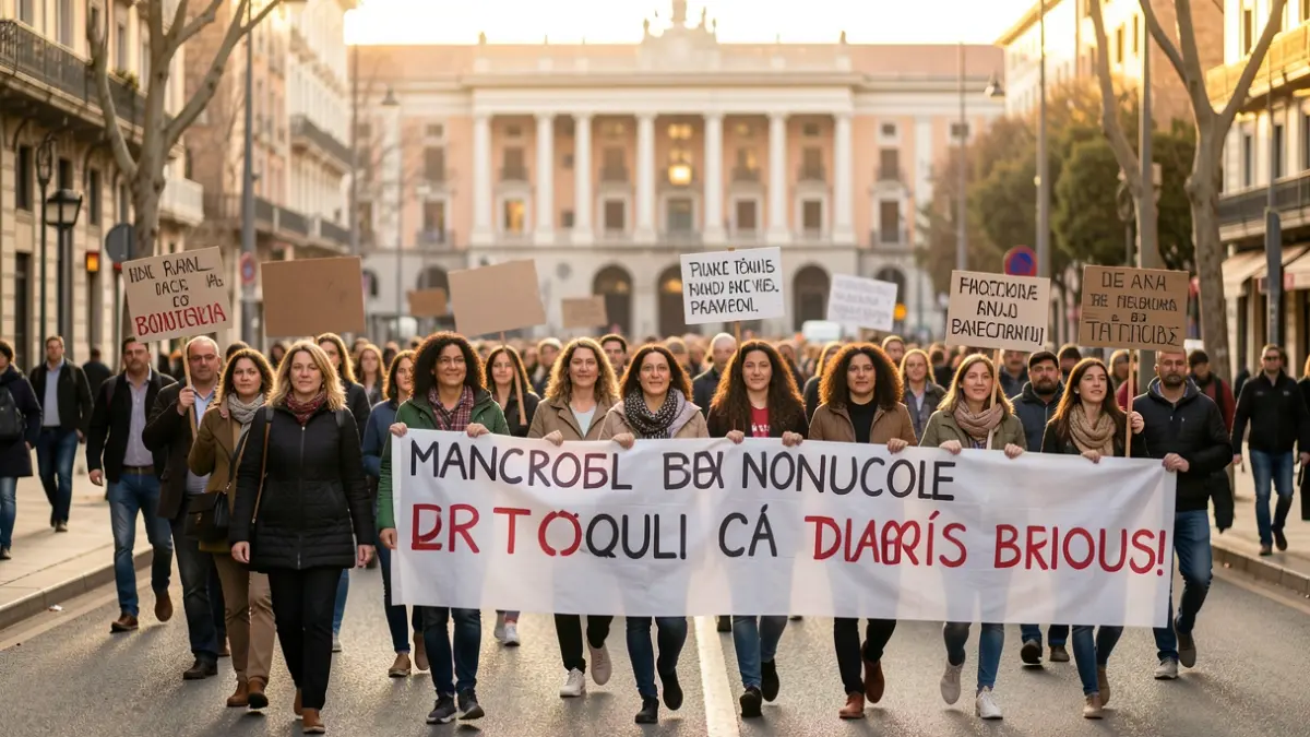 Imagen genérica de profesores manifestándose con pancartas.