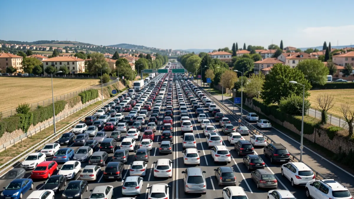 Imatge genèrica de trànsit intens en una autopista catalana durant un cap de setmana festiu.