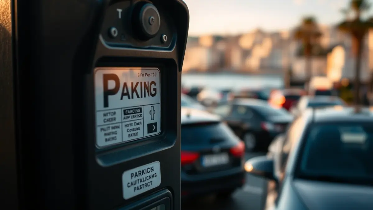 Imatge genèrica d'un parquímetre en una zona costanera.