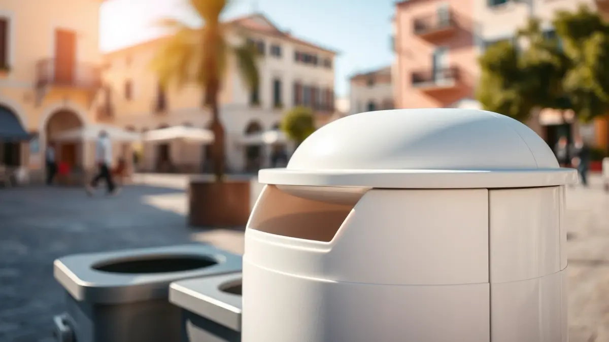 Imatge genèrica d'un contenidor de reciclatge modern amb compartiments per a la separació de residus.