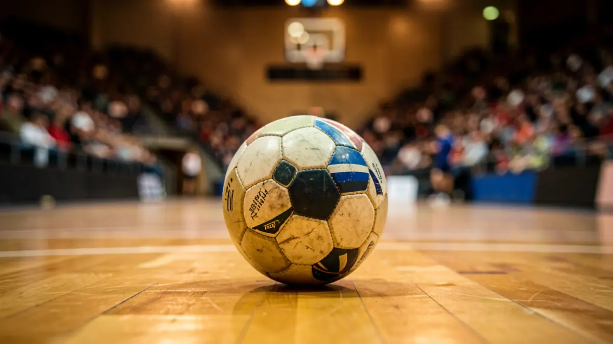 Imatge genèrica d'una pilota d'handbol sobre una pista.