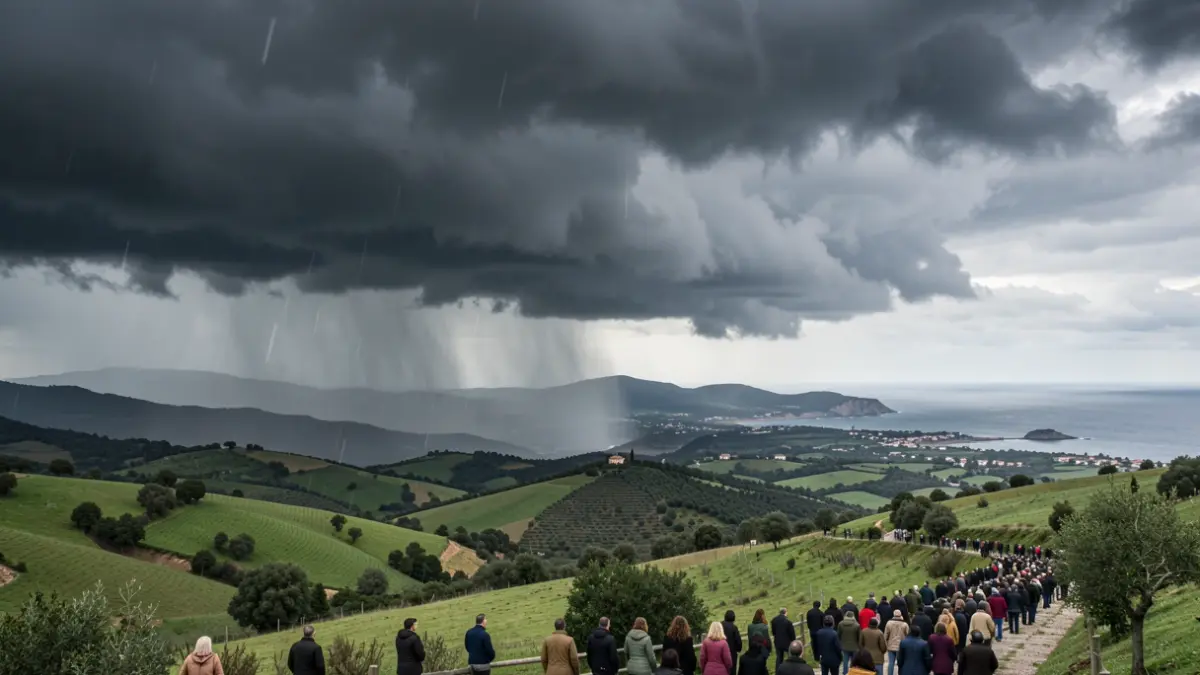 Imatge genèrica de núvols de tempesta sobre un paisatge català.