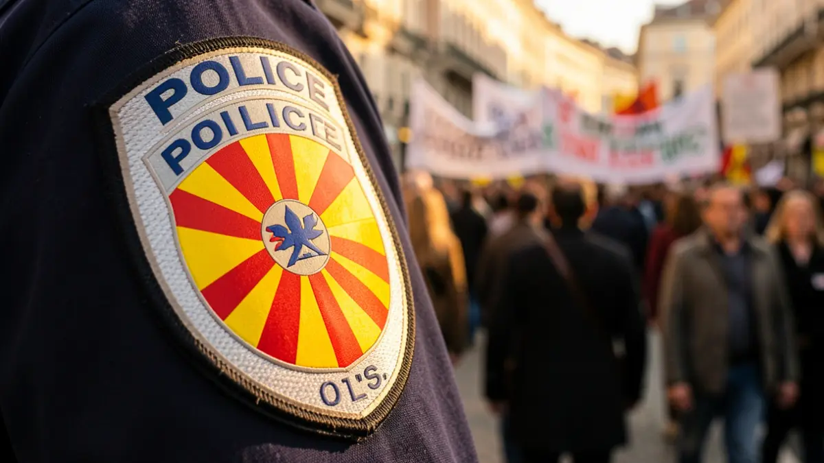 Imagen genérica de una placa de policía con el emblema de la Generalitat de Catalunya.