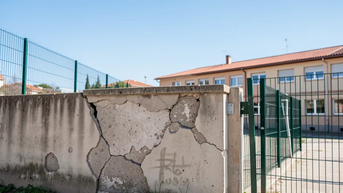 Imatge genèrica de la façana malmesa d'un edifici sanitari que afecta el pati d'un institut.