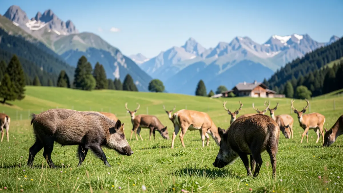 Generic image of wild fauna and herds in the Pyrenees.
