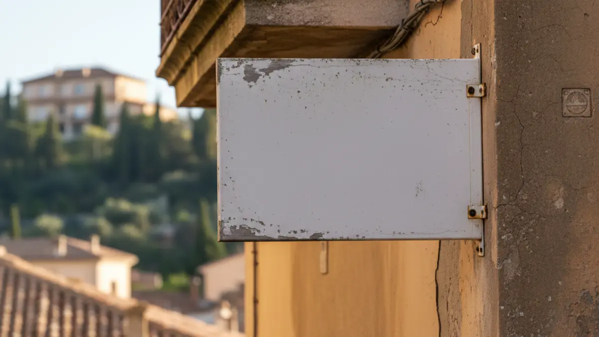Image of a 'For Sale' sign on an old building.