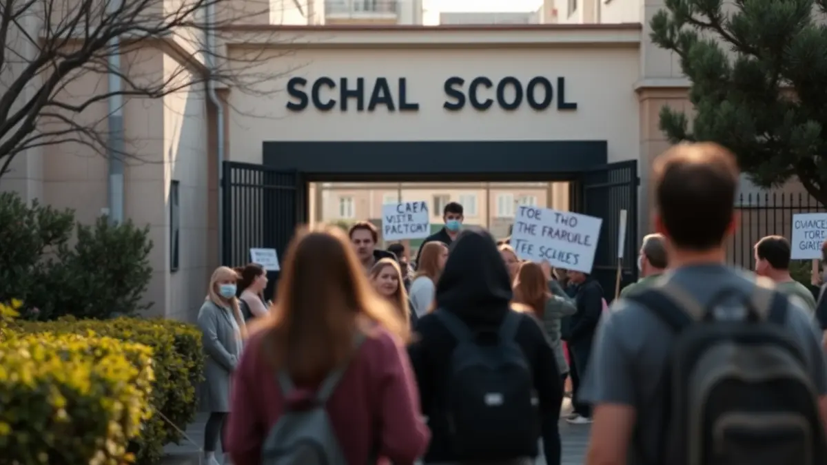 Concentració davant d'un institut escola a Sabadell