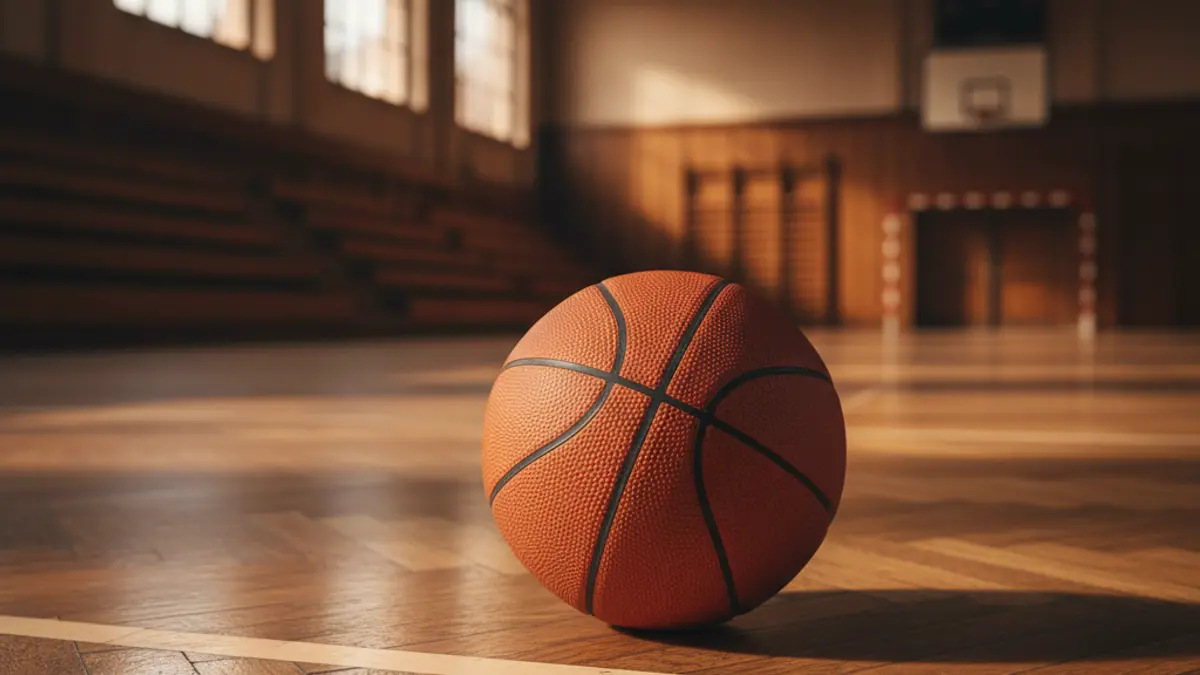 Generic image of a basketball on a court.