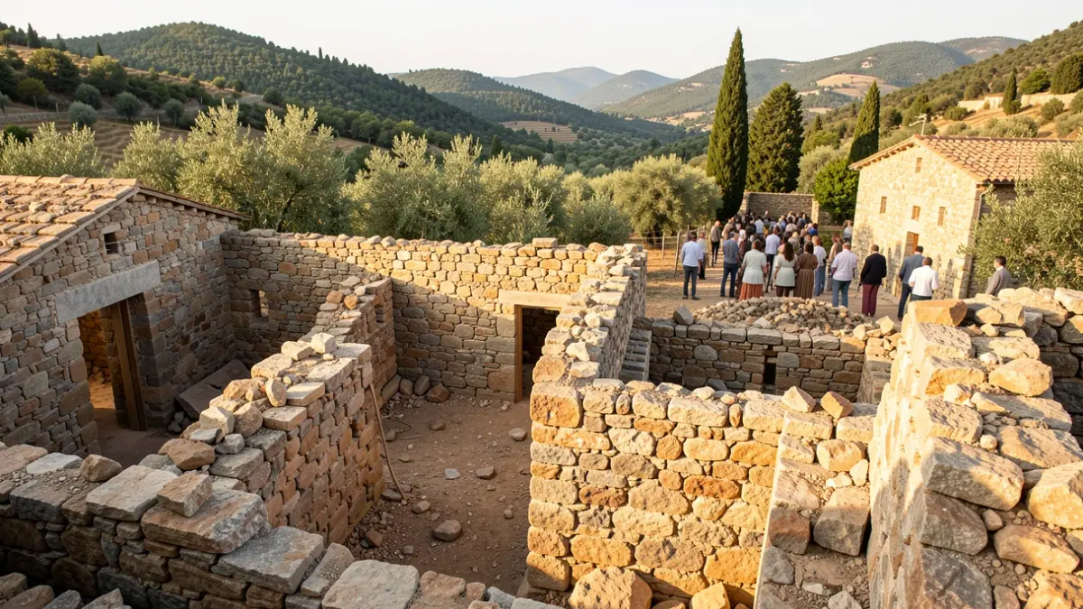Generic image of dry stone construction in a Mediterranean landscape.
