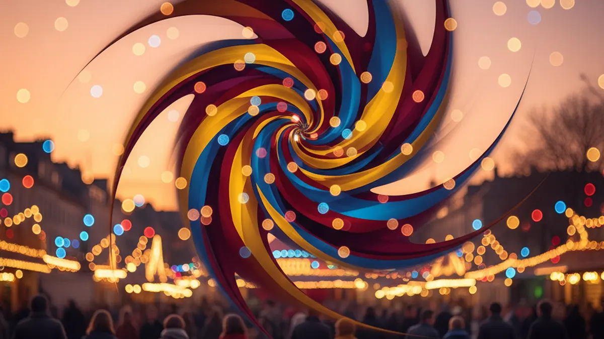Generic image of a contemporary circus show with dynamic lights and shapes.