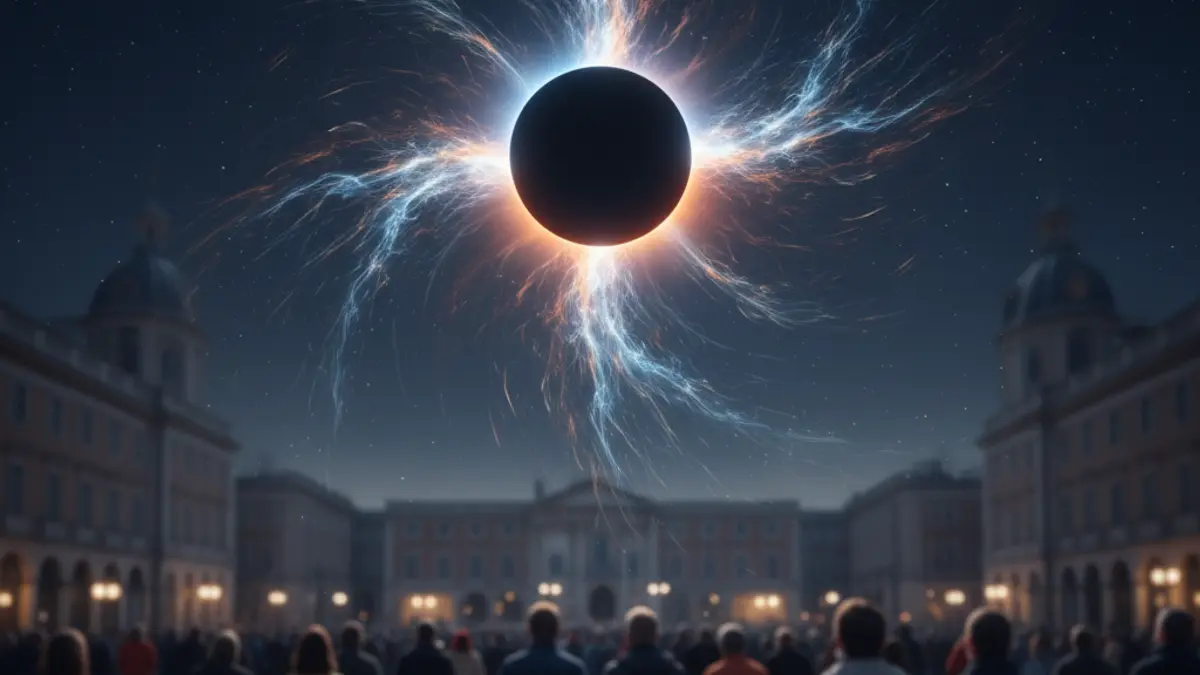 Imagen genérica de un eclipse solar con la corona visible.