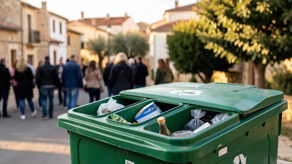 Imagen genérica de contenedores de reciclaje en un entorno urbano.