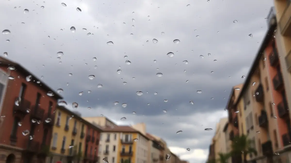 Generic image of rain in a Catalan city
