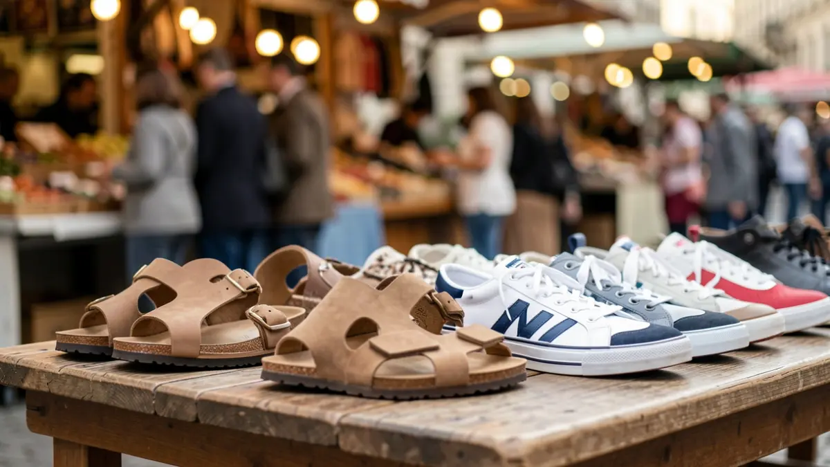 Generic image of shoes and sandals on display.