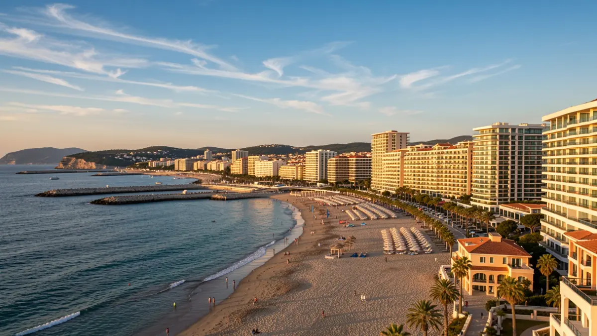 Vista panoràmica de la costa de Salou amb hotels i platges.