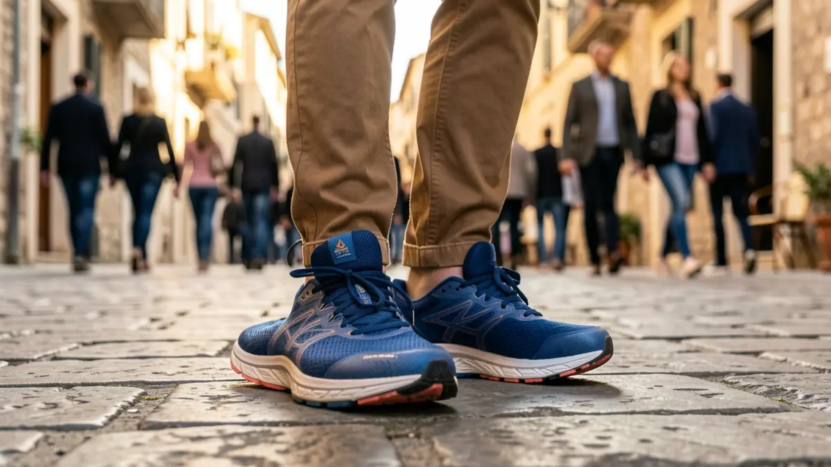 Imagen genérica de unas zapatillas de correr sobre un pavimento urbano.
