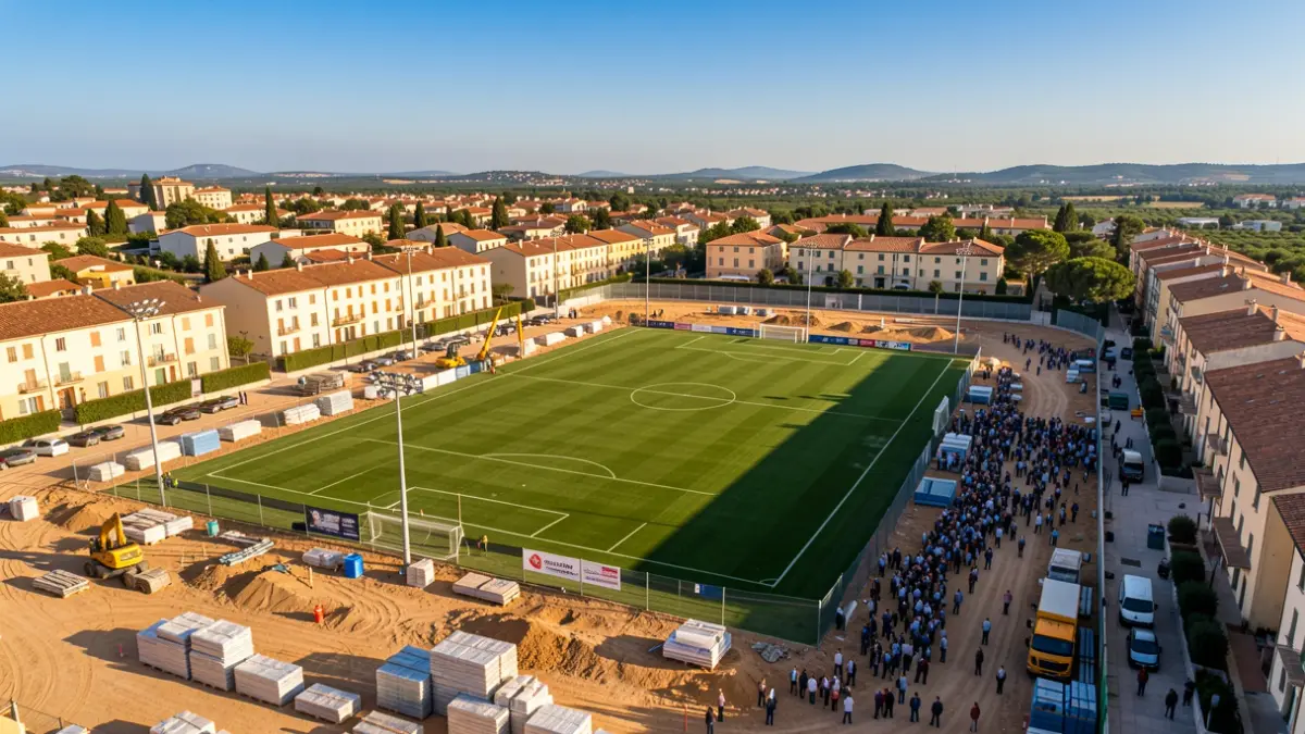 Imatge genèrica d'un camp de futbol en obres.