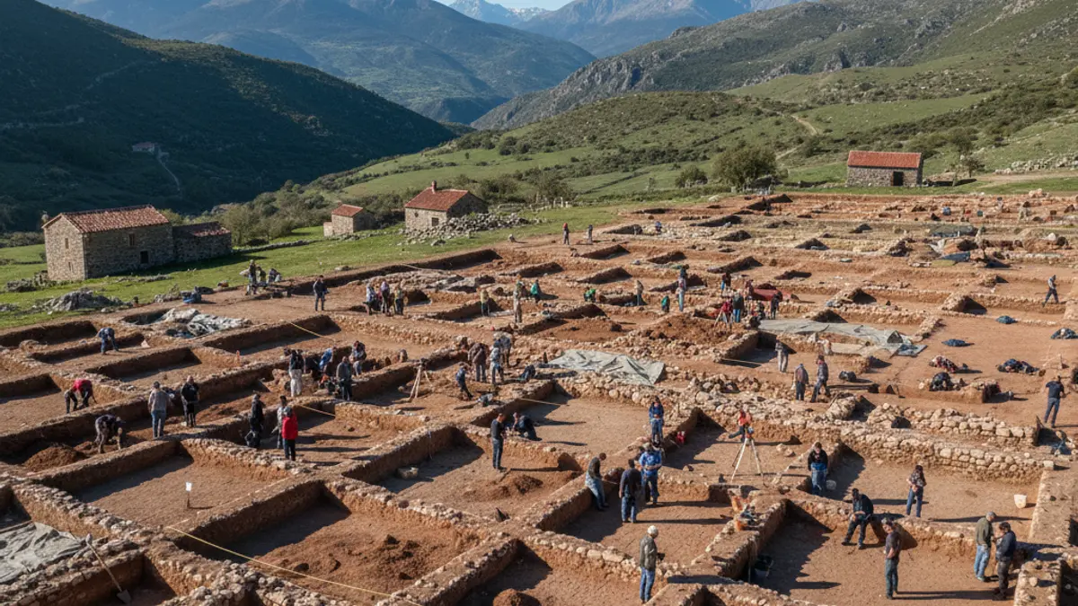 Imatge genèrica d'una excavació arqueològica en un paisatge muntanyós.
