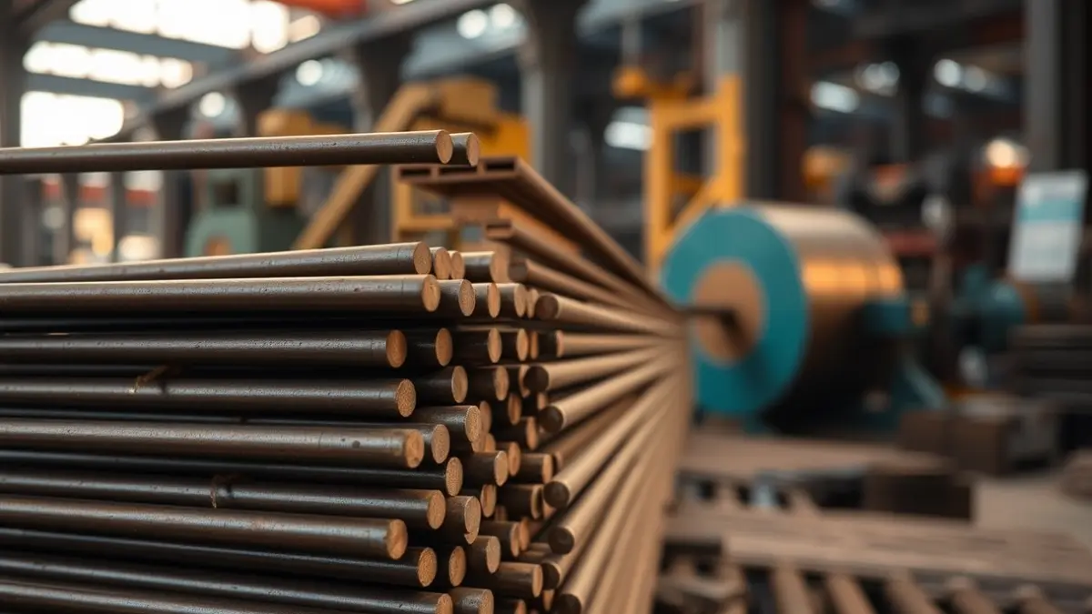 Generic image of metal bars in a steel plant.