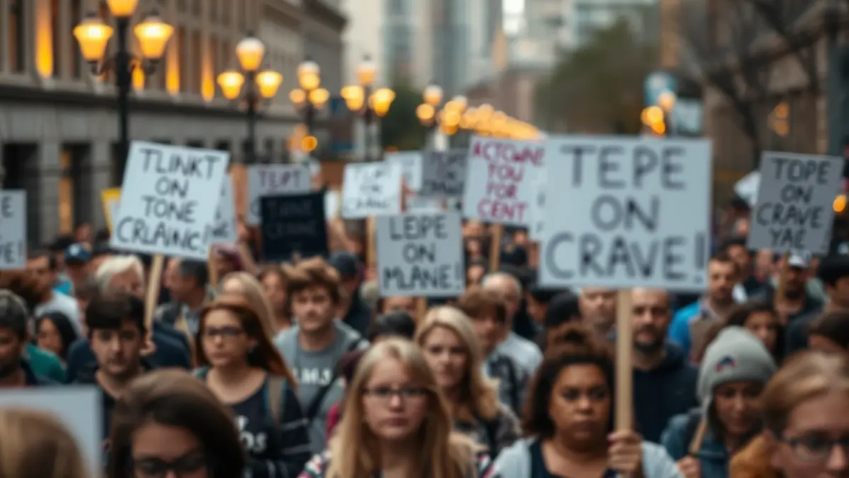 Imagen genérica de una manifestación con pancartas y gente en la calle.