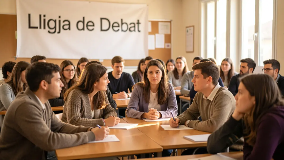 Imatge genèrica d'estudiants participant en una lliga de debat.