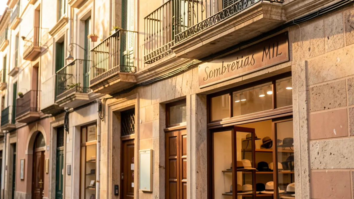 Facade of the hat shop Sombrerias MIL in Barcelona.