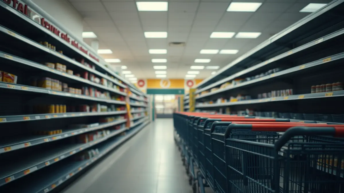 Imagen genérica de un pasillo de supermercado vacío con carros de compra.