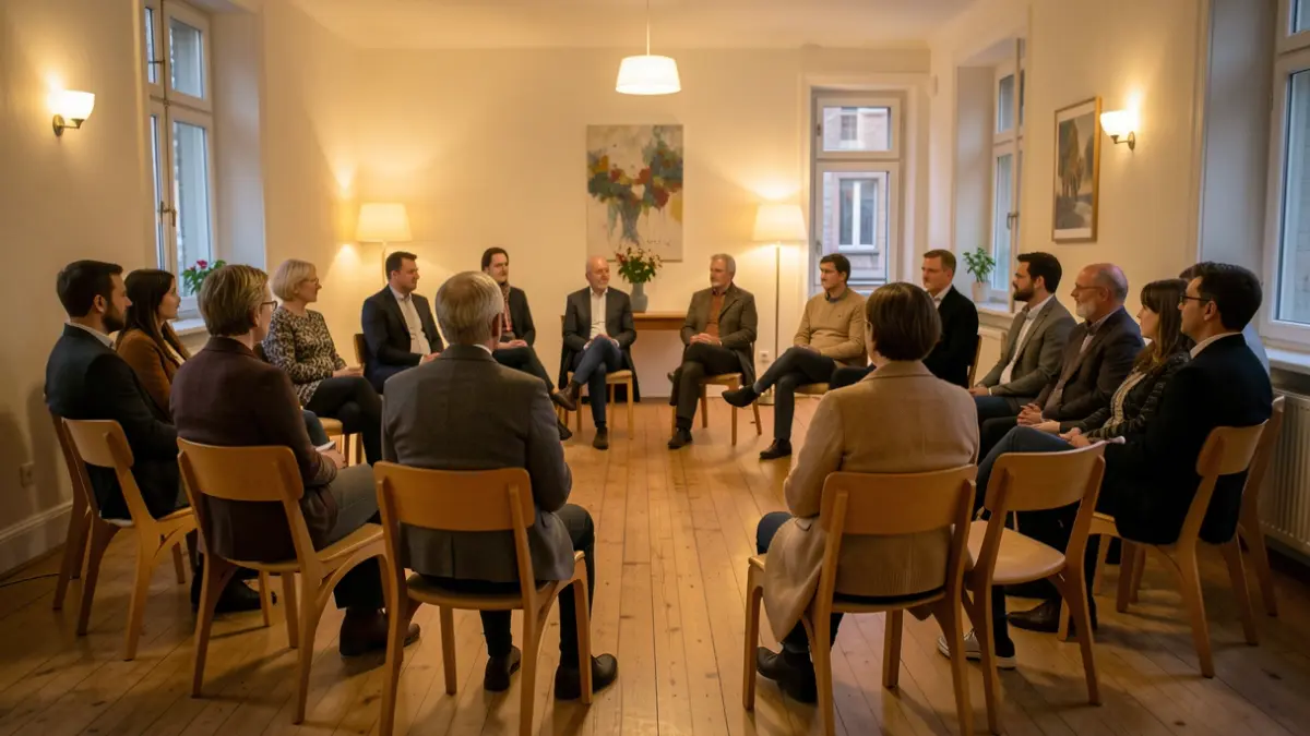 Generic image of a community meeting room with chairs arranged in a circle.