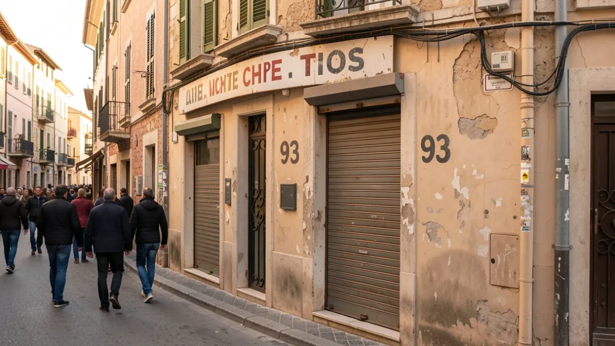 Imatge genèrica d'un local comercial tancat amb rètols esvaïts.