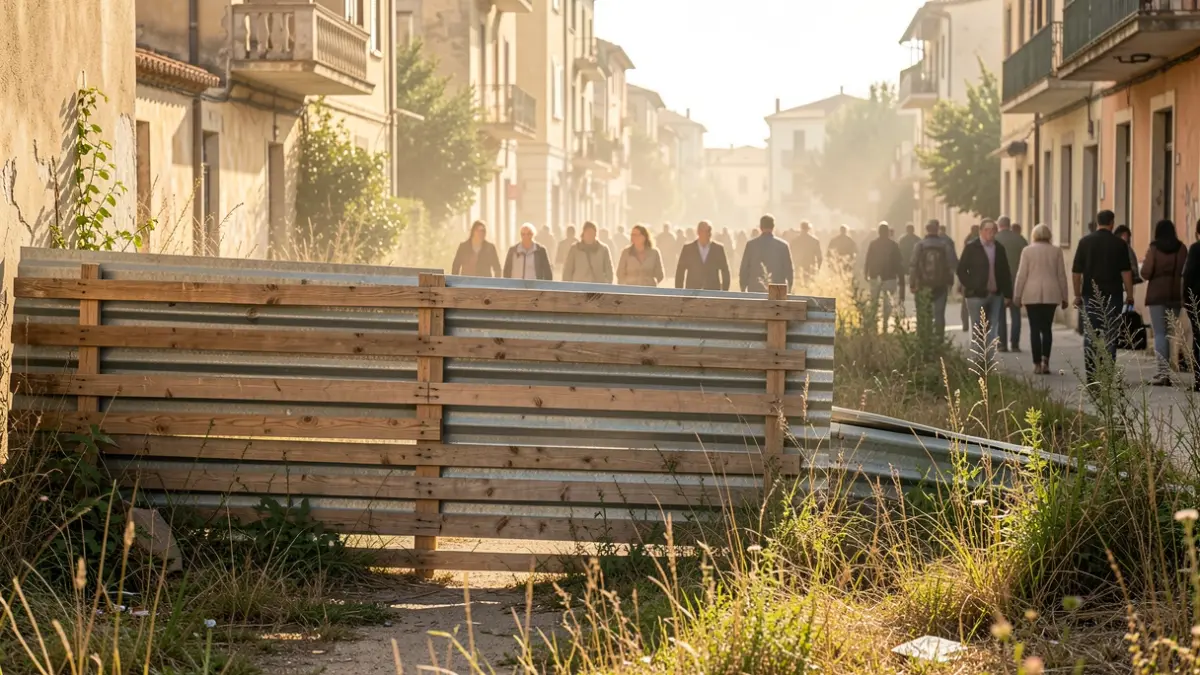 Imatge genèrica d'una barricada bloquejant l'accés a un solar abandonat.