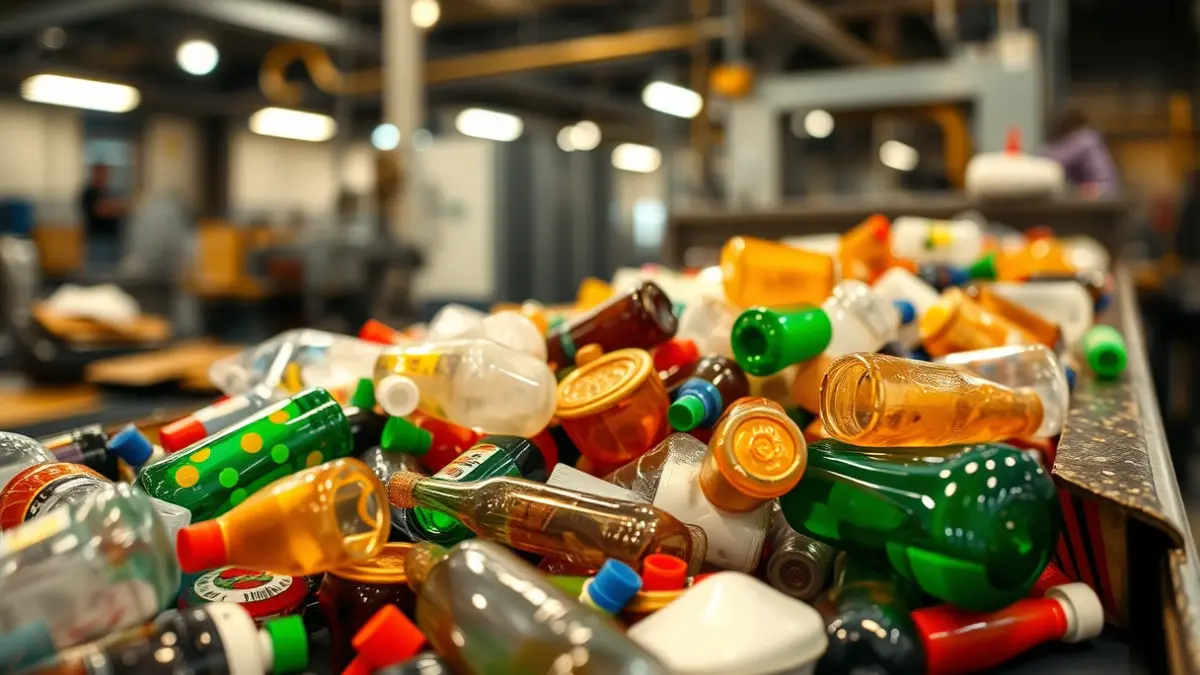Generic image of plastic waste being sorted in a recycling plant.