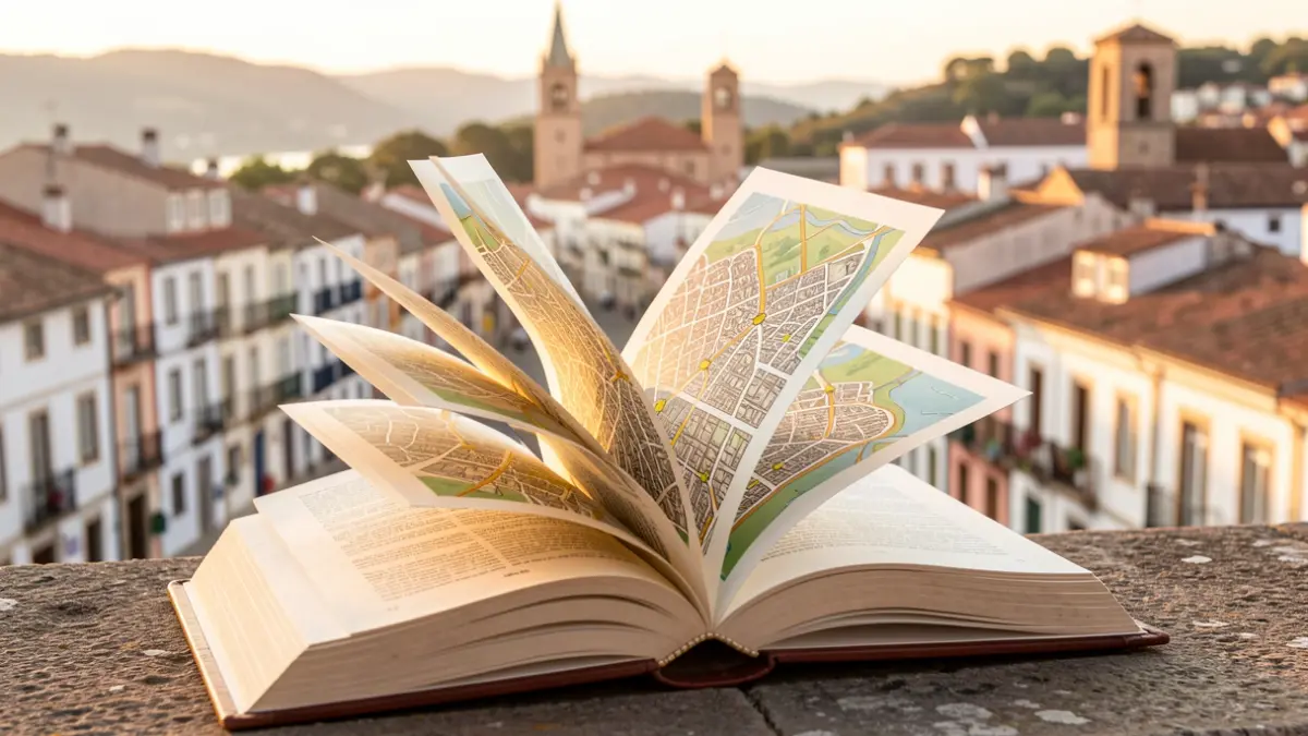 Imatge genèrica d'un llibre que es transforma en un mapa de la ciutat de Tàrrega, simbolitzant la ruta literària.