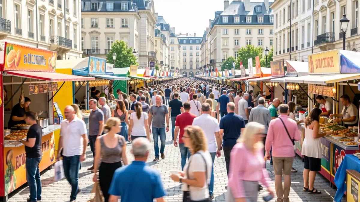 Imatge genèrica d'un festival gastronòmic a l'aire lliure en una plaça de ciutat.