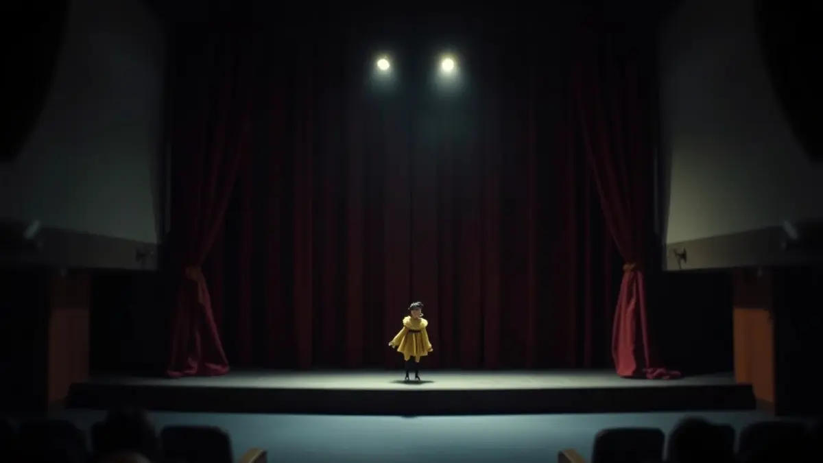 Imagen genérica de una marioneta en un escenario teatral iluminado.