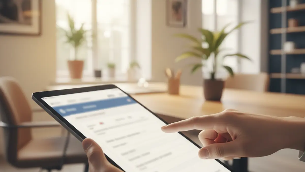 Generic image of a person processing an online document with a digital tablet.