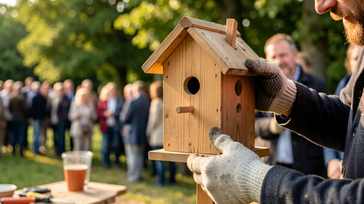 Generic image of volunteers building nesting boxes for wildlife.