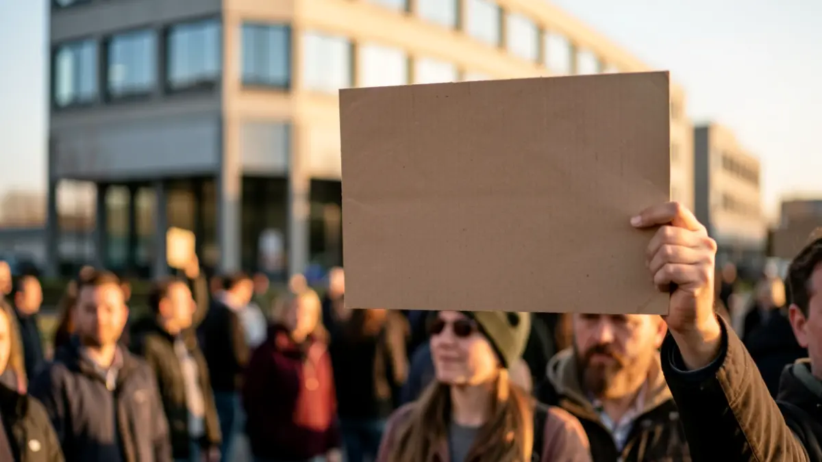 Treballadors concentrats davant les oficines de l'empresa en protesta per l'ERO.