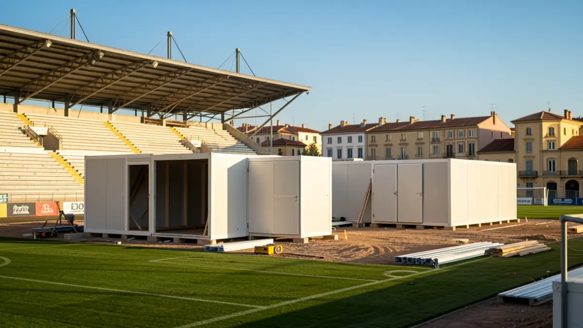 Imatge genèrica d'obres en un camp de futbol a Catalunya.
