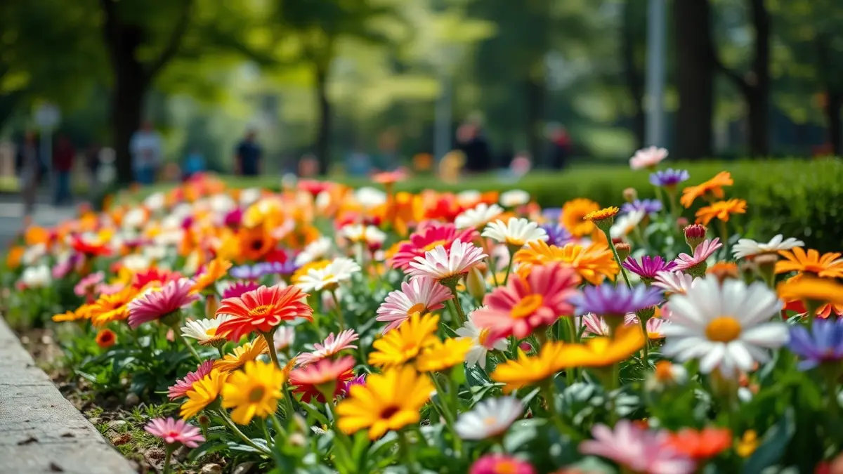 Imatge genèrica d'un parterre de flors ben cuidat en un espai públic.