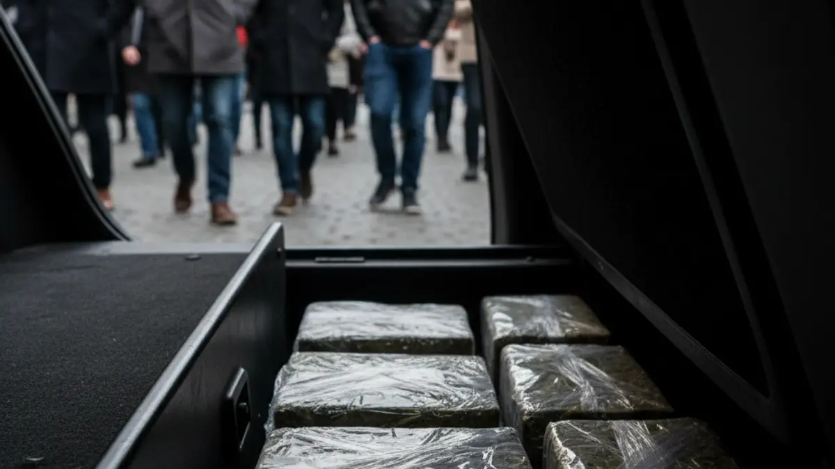 Packages of confiscated marijuana in a vehicle