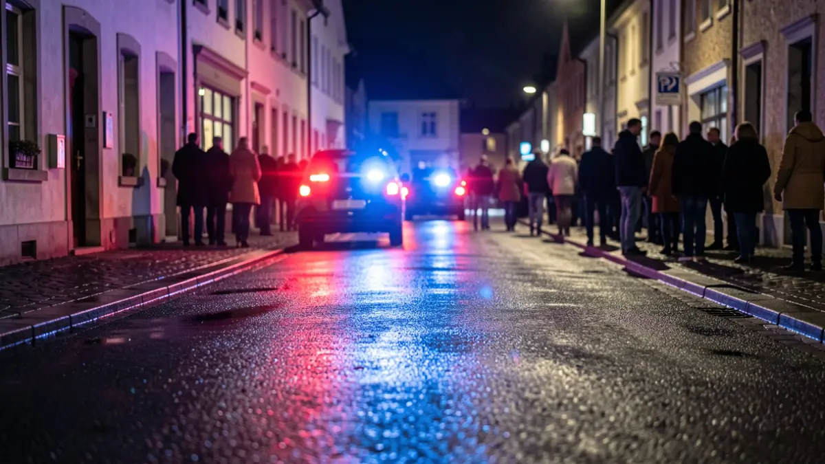 Imatge genèrica de llums d'emergència policial reflectides en l'asfalt.