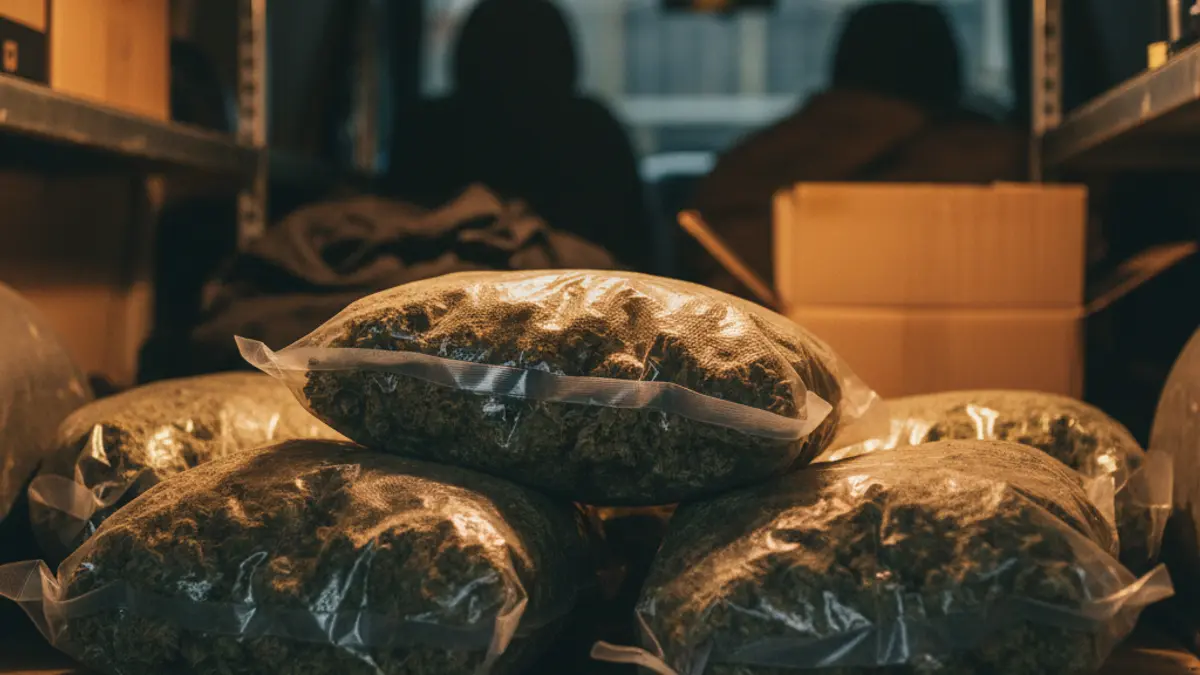 Packages of confiscated marijuana in a police operation.