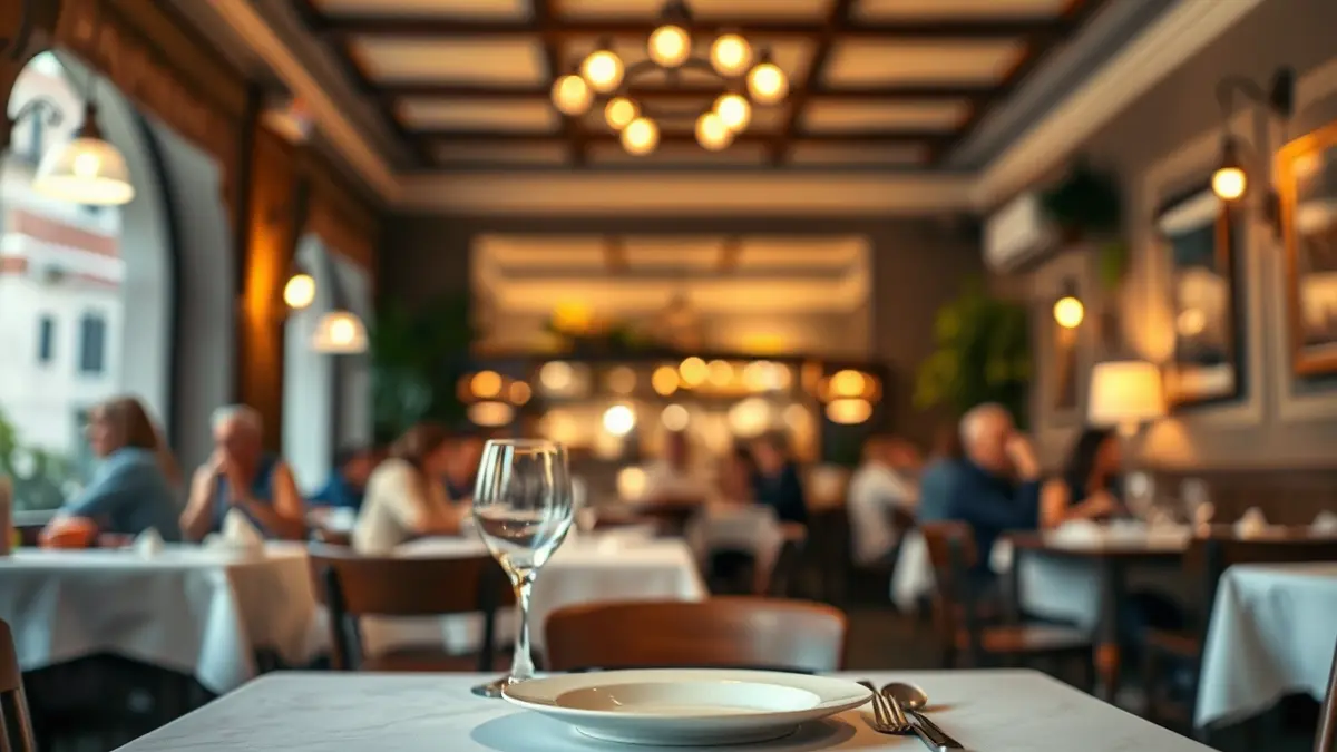Generic image of a restaurant with a cozy atmosphere and set tables.