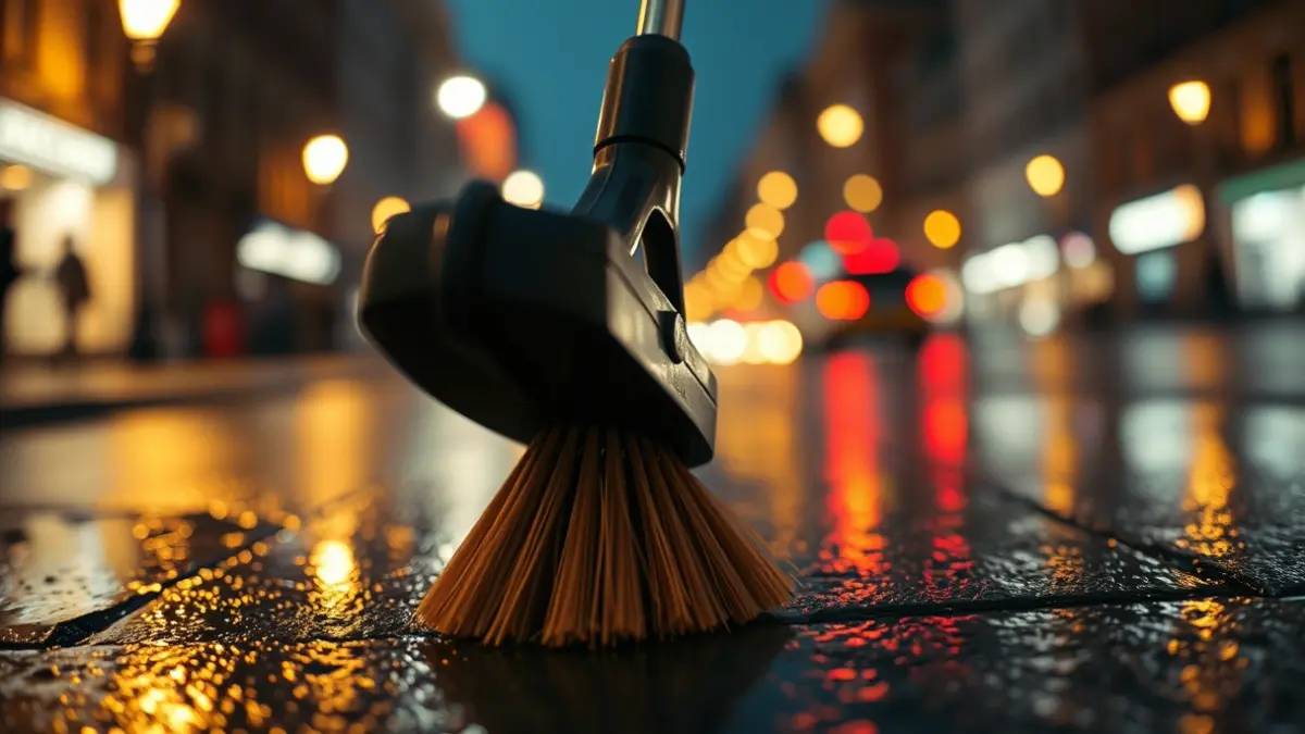Generic image of a city street with a cleaning vehicle.