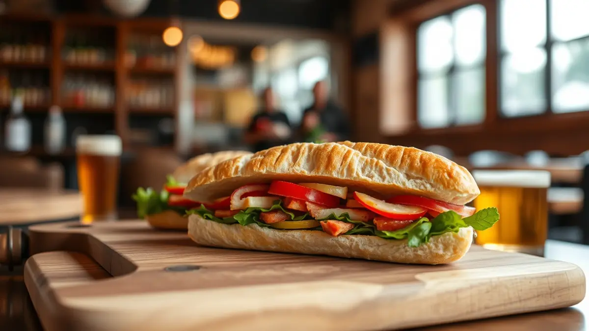 Imagen genérica de un bocadillo gourmet en un bar.