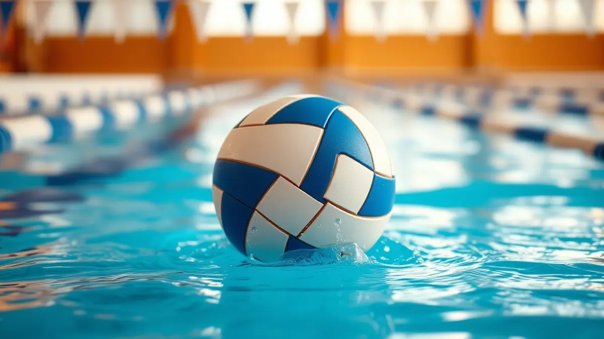 Imatge genèrica d'una pilota de waterpolo a la piscina.