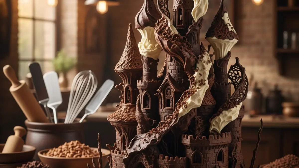 Generic image of a chocolate sculpture with elaborate textures.
