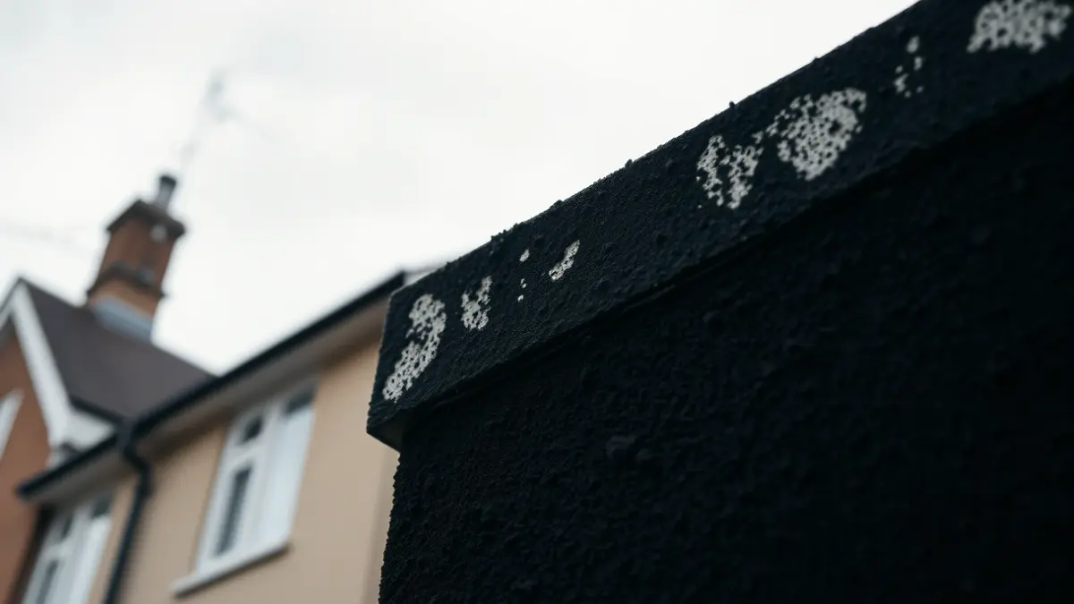 Image of an exterior wall covered in soot and ash.