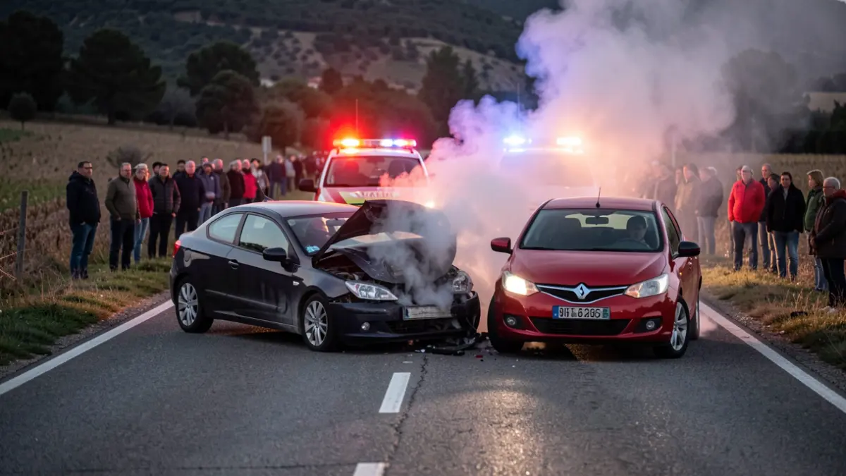 Imatge genèrica d'un accident de trànsit amb cotxes xocats.