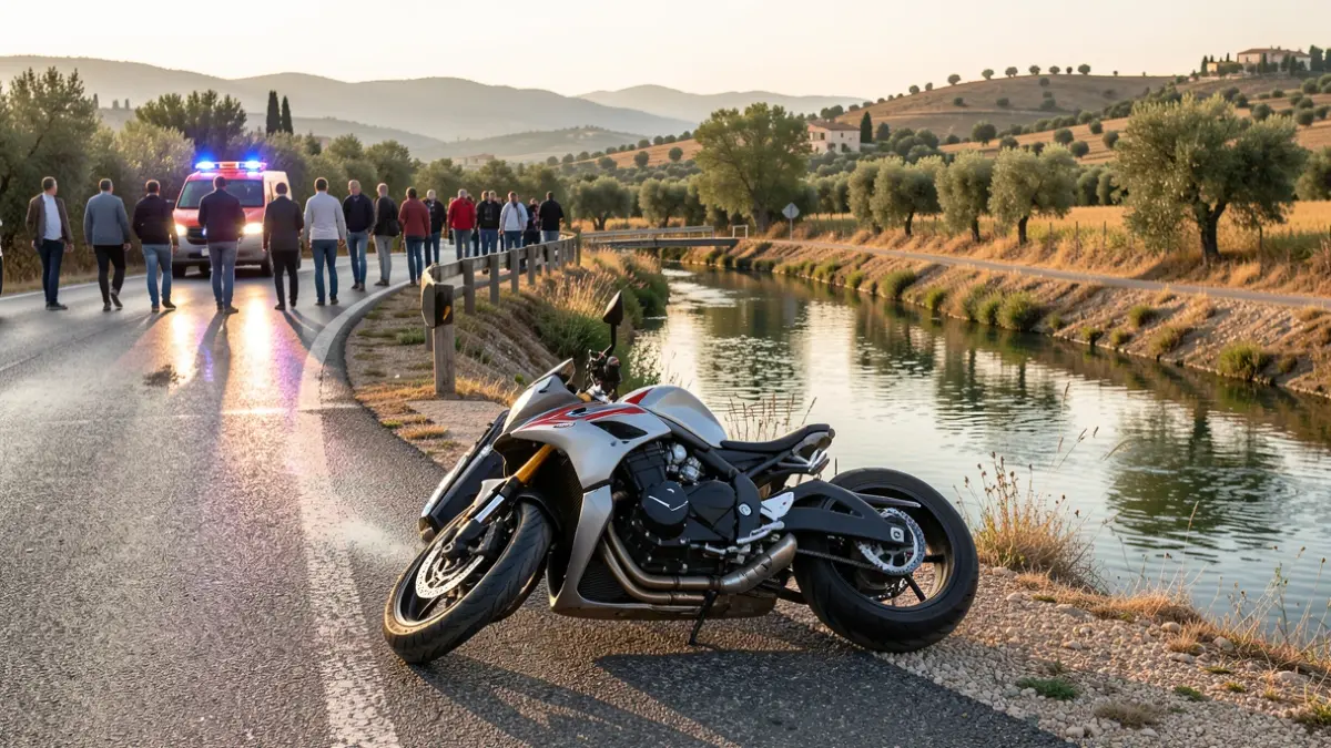 Imatge genèrica d'un accident de moto a prop d'un canal.